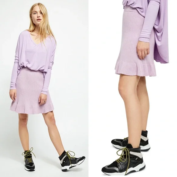 Free People Purple Solid Gold Skirt - Picture 7 of 7